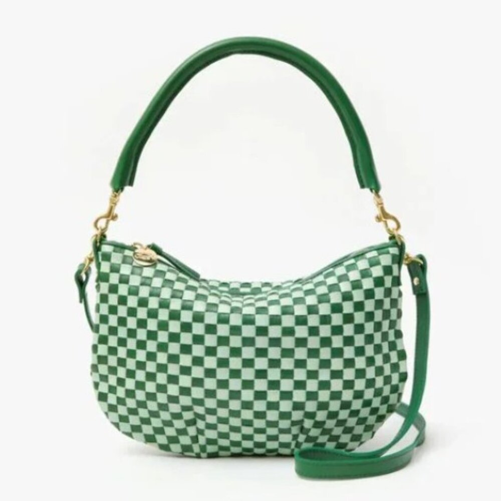 Clare V Petit Moyen Woven Fern & Mist Woven Checker NEW WITH TAGS